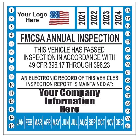 The fee for the re-inspection of a vehicle varies with the inspection stations labor rate and the specific parts or systems that need to be re-inspected. . Dot annual inspection sticker
